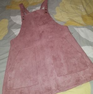 Faux suede overall dress